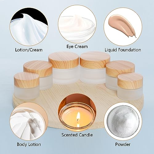 6Pcs Glass Lotion Cream Container with Lid Refillable Empty Sample Cosmetic Jar for Makeup Scrub Cream Toiletries Home Travel (Clear,15ml,30ml,50ml) - color: Clear, size: 15ml, 30ml, 50ml