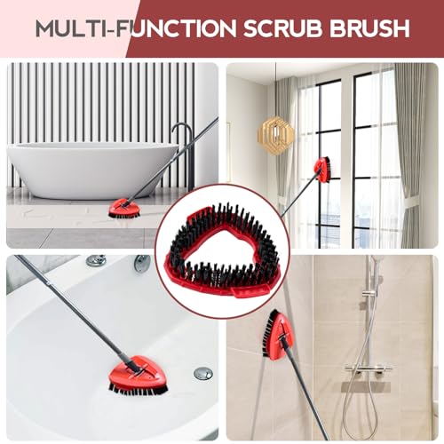 Spin Mop Scrub Brush Head Compatible with oceda EasyWring 1-Tank System, 2 pcs Scrub Brush, Floor Scrubber Hard Bristle Cleaning Brush for Bathroom, Kitchen, Tub and Tile