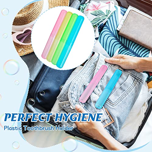 Jeyiour 120 Pcs Travel Toothbrush Holder Bulk Multiple Portable Toothbrush Case Storage Plastic Breathable Toothbrush Travel Containers for Trip Camping Home Outdoor(Classic Style)