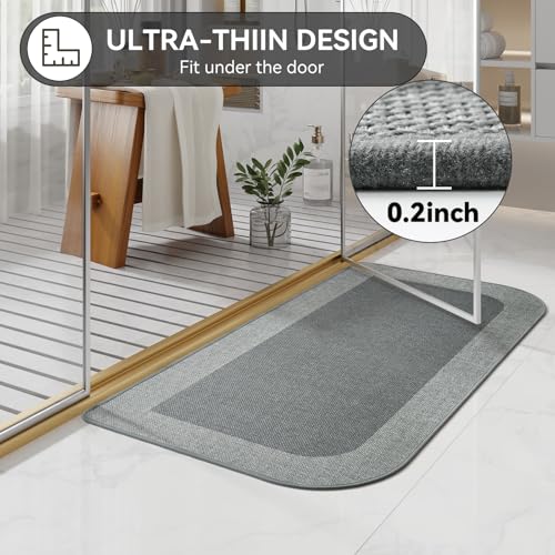 YDKGL Bathroom Runner Rug, Thin Bath Mat Non Slip Washable Large Bathroom Rugs, Rubber Backing Quick Dry for Floor, Tub and Shower, Grey 24x48 - color: A-grey, size: 24"x 48"