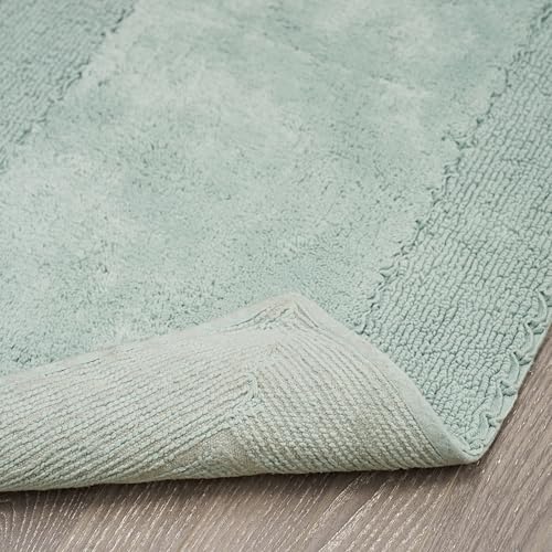 Laura Ashley Ruffle Border Aqua 27"x 45" 100% Cotton Bath Rug - color: Aqua, size: 2'3" x 3'9" (Rectangular)