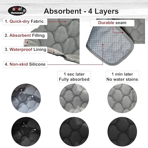 Bathroom Sink Splash Guard Oval-Hole Rectangle-Hole: AHA HOMEWARE, Faucet Mat for Bathroom Sink Oval Base , Bathroom Sink Water Splash Guard Centerset Rectangle Base (Black & Gray) - color: Black & Gray