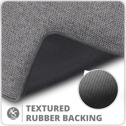 Bath Mat,Ultra Thin Bathroom Runner Rugs,Large Bath Mats for Bathroom,Quick Dry,Non-Slip,Machine Washable,Low Pile,Bath Rug,Shower Outside,Sink,Home Decor Accessories.Dark Grey,1'5"x4'11"（17x59inch） - color: Dark Grey, size: 1'5" X 4'11" (Runner)