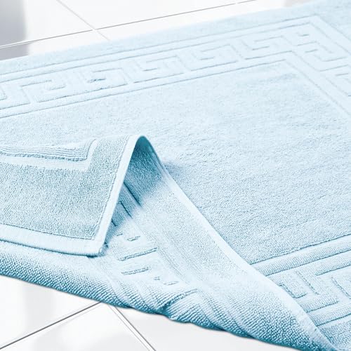 Superior Heavyweight Cotton Bath Mats, Bath Rugs For Bathroom Accessories, Washable Rug For Shower, Toilet, Modern Decor, No Backing, Luxury Hotel And Spa Quality, Set of 2, 22" x 35", Light Blue - color: Light Blue, size: 22" x 35" (Set of 2)