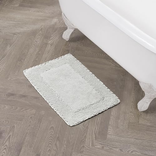 Laura Ashley Ruffle Border 100% Cotton Bath Rug, Light Grey, 17"x 24" - color: Light Grey, size: 1'5" x 2' (Rectangular)