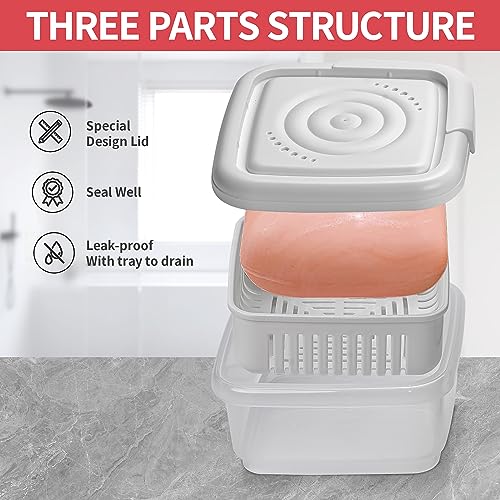 Sqaure Soap Holder 2 Pack Travel Soap Container with Lid, Portable Bar Soap Case, Leakproof Soap Box with Perforations, Soap Dishes for Traveling, Camping, Gym - size: Set of 2