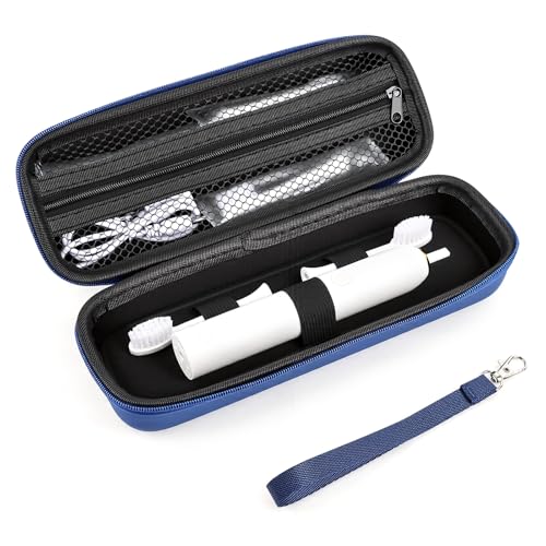 Hooqict Toothbrush Travel Case for Oral-B/Oral-B Pro/iO Electric Travel Toothbrush Case Holder with Mesh Pocket for Traveling, Camping, School, Business, Protective Storage Containers - color: Navy Blue