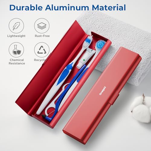 Wider Aluminum Toothbrush Travel Case, Portable Travel Toothbrush Holder, Durable Manual Toothbrush Box Container for Traveling, Bathroom, Camping, Business Trip, Red - color: Red, size: 1 Pack (Large)