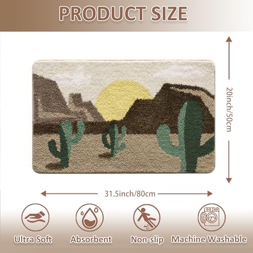 Bathroom Rug Mat, Desert Sunset Bath Mat with Soft & Non-Slip, Ultra Absorbent Microfiber Shaggy Door Mat, Quick Dry Bath Rug Carpet for Toilet Bathtub Bedroom 20x31 Inch (Brown) - color: Brown