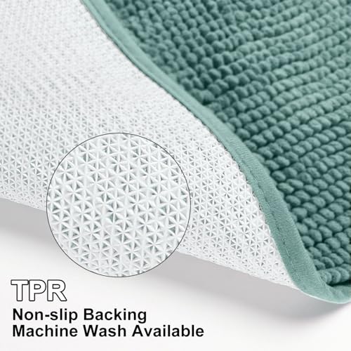 Urvoix Bathroom Rugs Sets 3 Piece, Non-Slip Chenille Bath Rug - Ultra Soft, Washable, Super Absorbent Bath Mat for Bathroom, Toilet and Tub (Aqua Sea) - color: Aqua Sea