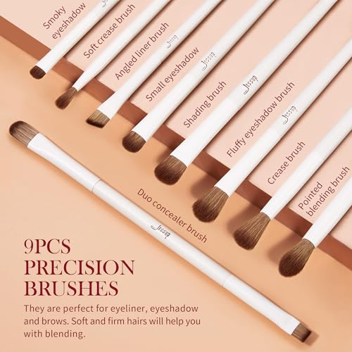 Jessup Makeup Brushes 14Pcs Makeup Brush Set Premium Synthetic Powder Foundation Contour Blush Concealer Eye Shadow Blending Liner Make Up Brush Kit Light Grey with Gift Box, T329-G - color: H-Light Grey Gift, size: Full Brush Set