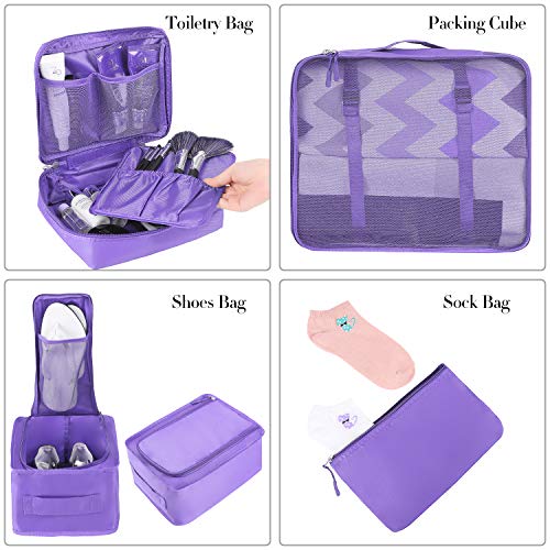 BAGAIL 8 Set Packing Cubes Luggage Packing Organizers for Travel Accessories-Light Purple - color: Light Purple, size: 8 Set
