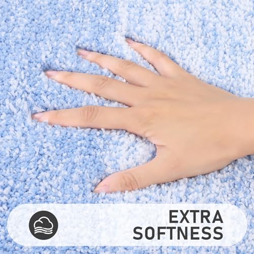Bsmathom Bathroom Rugs Sets 4 Piece, Soft Absorbent Microfiber Bath Rugs with U-Shaped Contour Toilet Rug and Toilet Lid Cover, Thick Non-Slip Plush Shaggy Bath Mat Set,Navy Blue - color: Navy Blue, size: 18"x26"+18"x48"+U20"x24"+Cover19"x21"