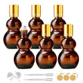 Essential Oil Roller Bottles, 50ml Amber Gourd Shaped Glass Roller Bottles with Stainless Steel Roller Ball, for Travel,Perfume (Amber-Gold Cap, 50ML) - color: Amber-Gold Cap, size: 50ML