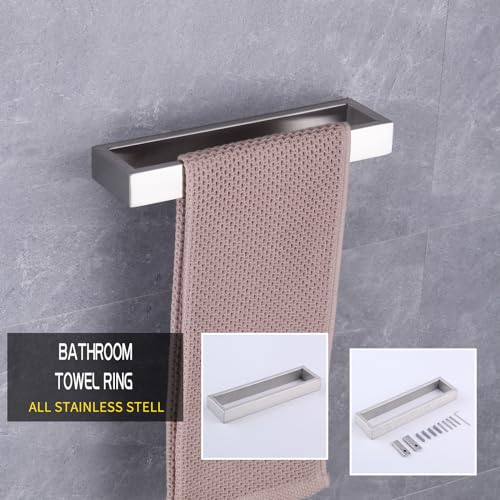 GERZWY Contemporary Stainless Steel Wall Mounted 2-Piece Bathroom Hardware Set - Towel Rings Toilet Paper Holder, Brushed Finish HG1708-2LS - color: Brushed