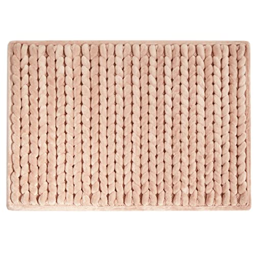 MICRODRY SoftLux Braided Bath Mats for Bathroom, Super Absorbent Bath Mat, Charcoal Infused Memory Foam Bathroom Rugs with GripTex Skid-Resistant Base, Pilling Resistant, 17x24, Small, Rose