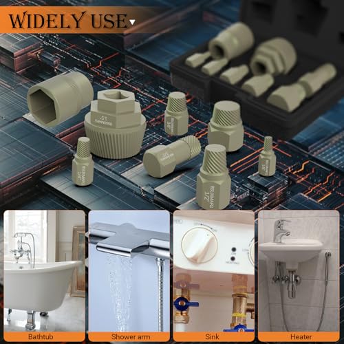 1.5" Tub Drain Extractor, 8PCS Pipe Nipple Extractor, Strong Grab Plumbing Tools, Remove The Old, Stubborn, Broken, Rusted Drain Tub Bathtub Stopper, with Solid Storage Case - size: 8-Pieces
