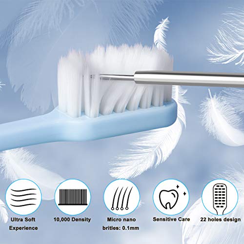 SUREE Extra Soft Toothbrush for Sensitive Teeth, Upgraded 10000 Ultra Soft Bristles for Adults & Elders, Manual Travel Toothbrush with Individual Portable Case (4 Pack) - style: 4 Packs with Travel Cases