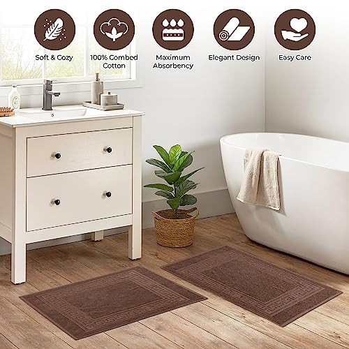 Superior Heavyweight Cotton Bath Mats, Bath Rugs For Bathroom Accessories, Washable Rug For Shower, Bath, Toilet, Modern Decor, No Backing, Luxury Hotel And Spa Quality, Set of 2, 22" x 35", Mocha - color: Mocha, size: 22" x 35" (Set of 2)
