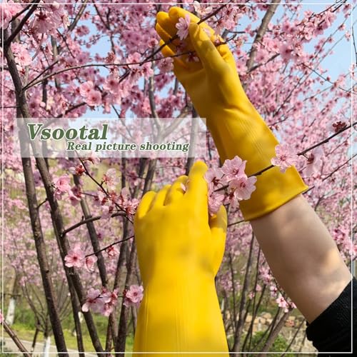 8 Pairs Reusable Household Cleaning Gloves, Rubber Kitchen Dishwashing Gloves,Extra Thickness, Long Sleeves, for Washing Dishes, Pet Care(X-Large, Yellow) - size: X-Large