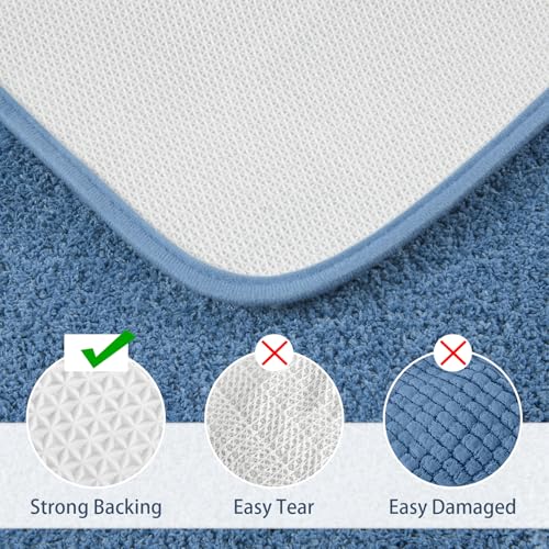 LOCHAS Bathroom Rug Set Blue, Soft Bath Rug Set 2 Piece Set, Toilet Mat U-Shaped 20x20 and 34x20 Bath Rugs, Quickly Dry Mats for Bathroom, Tub, Washable, Super Absorbent Floor Mat - color: Blue, size: 34" x 20" Plus 20" x 20" (U-Shape)