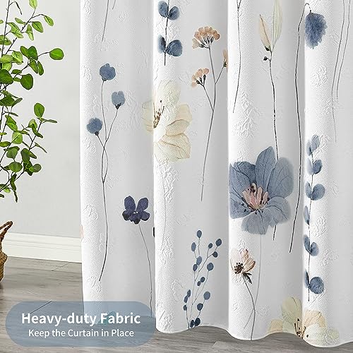QiyI Watercolor Floral Shower Curtain, 3D Embossed Butterflies Grey Beige Flower Bathroom Curtains, Minimalist White Cloth Bath Curtain, Waterproof Fabric Textured Shower Curtain Set with Hooks, 72x72 - color: Grey, size: 72"W x 72"L (Pack of 1)