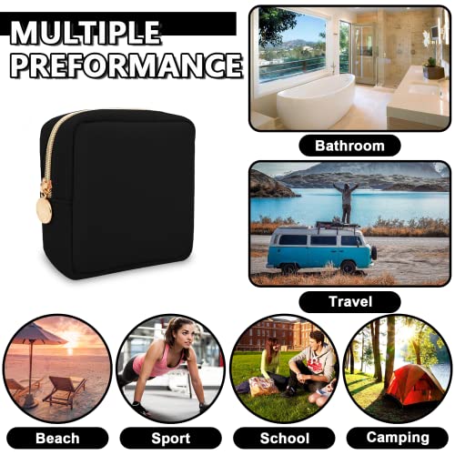 UIXIZQ Waterproof Mini Makeup Bag for Purse,Small Cosmetic Pouch Nylon Travel Toiletry Organizers Bag for Women Girls,Cute Zipper Preppy Coin Purse for Work(Mini-Black) - color: Black, size: Mini