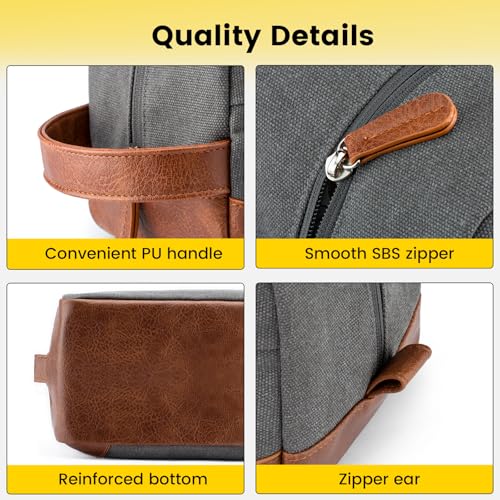 Vorspack Travel Toiletry Bag - Hanging Toiletry Bag for Men Water Resistant Canvas Shaving Bag with Large Capacity for Travel - Light Grey - color: Light Grey, size: Medium