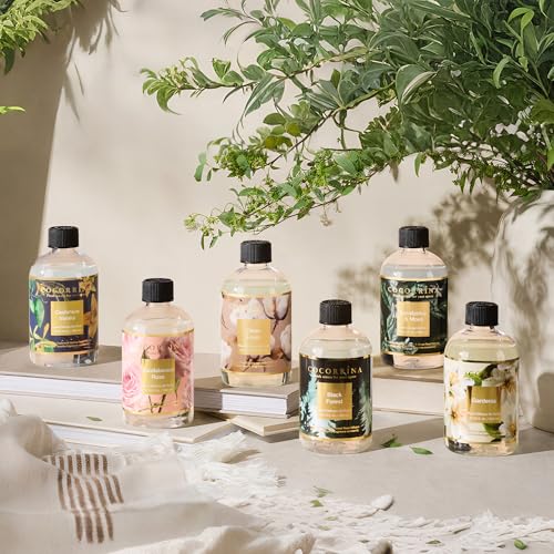 Cocorrína Reed Diffuser Refill Sandalwood Rose 10.14oz (300ml) with 8 Sticks - Premium Long-Lasting Floral Essential Oil, Home Fragrance for Bedroom, Bathroom Home Decor - size: 10.14 Fl Oz (Pack of 1)