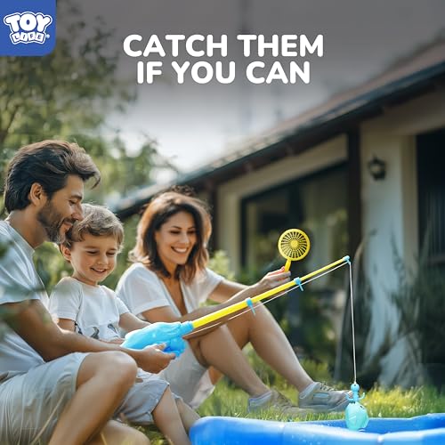TOY Life 4-Player Magnetic Fishing Game for Kids 3-5 - Toddler Fishing Pole Set with Fish Toys - Bath & Pool Toys - Water Table Accessories - Educational Fishing Toy Rod for Boys Girls - color: 4 Kids Fishing Pole With Inflatable Pool