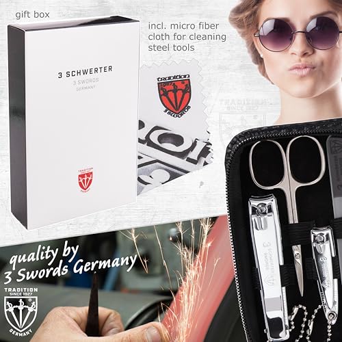 3 Swords Germany – manicure pedicure set kit (596) - color: BLACK - CARBON