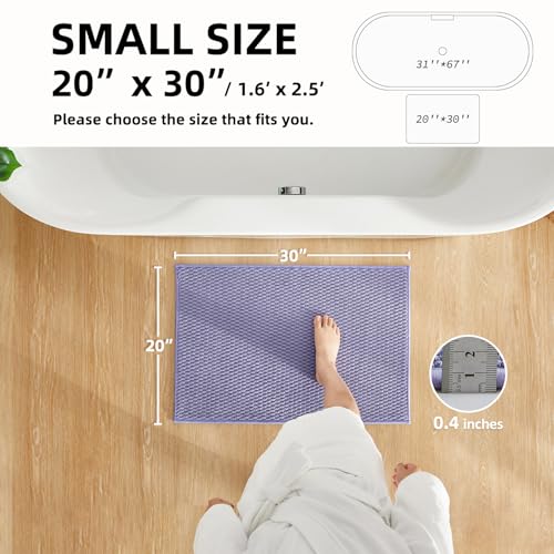 TYUU Bathroom Rugs Non Slip Washable, Super Absorbent Thin Bath Mat Small Quick Dry Low Pile Bathroom Rug, Lavender 20"x30" - color: Lavender, size: 1'8" X 2'6" (Rectangular)
