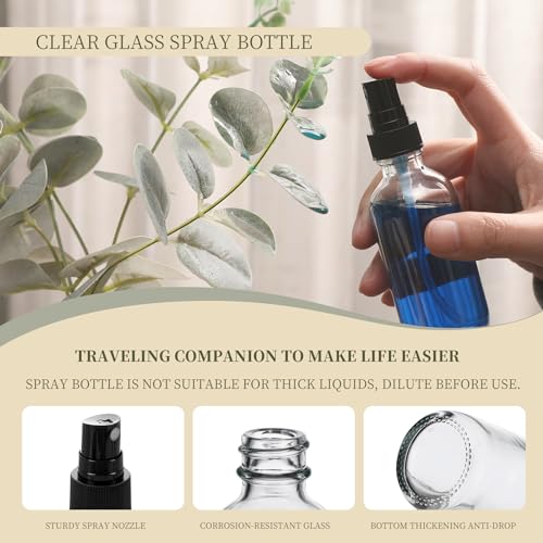 NOOEEISS Clear Glass Small Spray Bottles 2 oz 24 Packs,Fine Mist Sprayer Pretty Finish,Refillable Containers mini spray bottles for Cleaning Solutions and Skin Care (Clear 24Pack) - color: Clear, size: 24Pack
