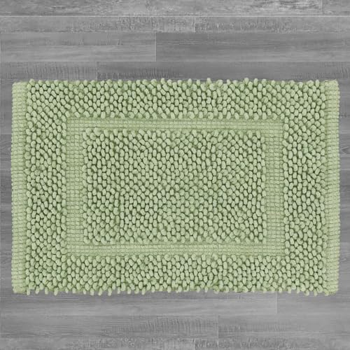 Jean Pierre New York 100% Chenille Cotton Skid Resistant Plush Bath Mat - 20"x32" Bathroom Rug - Sage Green - color: Sage Green, size: 1'8" x 2'8" (Rectangular)