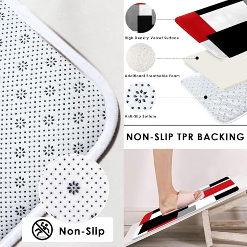 Red Geometric Shower Curtain Set with Toilet Lid Cover and Non-Slip Rugs for Bathroom, Black White Grey Checkered 4 Pcs Shower Curtain, Modern Abstract Bathroom Set with 12 Hooks - color: Abstract Geometric Red