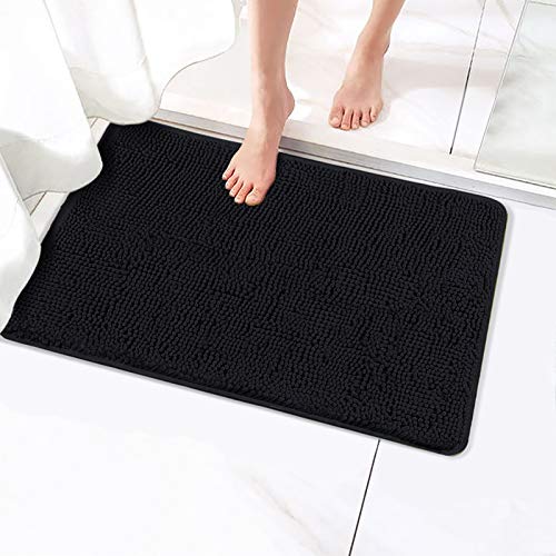 Secura Bathroom Rugs 17x24 Inches – Thick Plush Bath Mat, Ultra Soft Absorbent Bathroom Mat, Non Slip Machine Washable Bath Rugs for Tub, Shower Room Floor (Black) - color: Black, size: 1'5" x 2' (Rectangular)