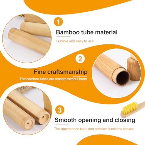 VASANA 2PCS Bamboo Toothbrush Case Portable Toothbrush Container Reusable Toothbrush Holder Personal Cleaning Tools Storage for Daily Use Traveling Camping(21CM)