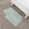 Laura Ashley Ruffle Border 100% Cotton Bath Rug Set, Aqua, 17" x 24"/ 20" x 32" - color: Aqua, size: 1'5" x 2'8" (Rectangular)
