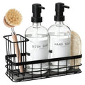 Dish Soap Dispenser for Kitchen, 16.9 fl oz Clear Hand and Dish Soap Dispensers, Kitchen Soap Dispenser Set with Sponge Holder, Brush Holder and Loofah Sponge, Countertop Sink Organizer Accessories - color: Clear