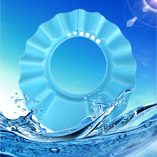 Safe Shampoo Shower Bathing Protection Bath Cap Soft Adjustable Visor Hat for Toddler, Baby, Kids, Children … (Blue) - color: Blue