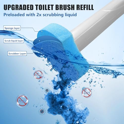 144 Count Disposable Toilet Brush Refills Compatible with Most Wands, Toilet Bowl Wand Refills-Blue Disposable Sponge Refill Heads Prefilled Cleaning Fluid for Bathroom Toilet Cleaning. - color: 144 Bluetoilet Brush Refills