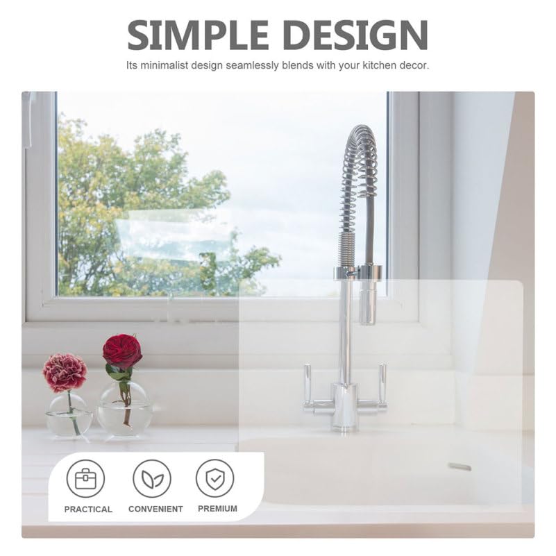 Cabilock Kitchen Sink Splash Guard 15.75X8.27 Inch Clear Acrylic Water Barrier for Bathroom and Kitchen Countertop Splash Prevention