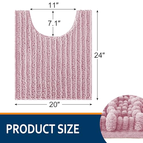 Smiry Bathroom Toilet Rugs U Shaped 24x20, Extra Soft Absorbent Non Slip Rubber Backing Chenille Contour Bath Rugs for Toilet, Machine Washable Contoured Bath Mats, Dusty Rose - color: Dusty Rose, size: 24'' X 20''
