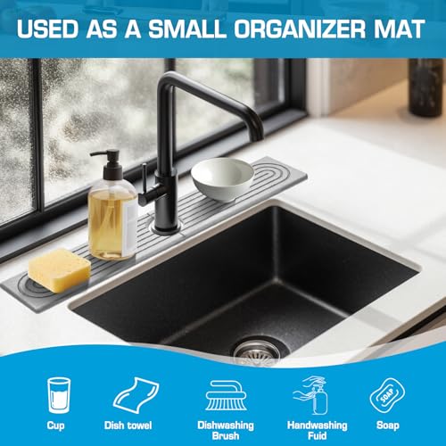 Kitchen Faucet Sink Stone Diatomite Mat Quick Dry,Natura Sink Stone Drying Tray Storage Base,lSuitable For Bathroom,Coffee Corners,Bars,Beautifies The Kitchen Sink - color: Light Gray, size: 23.6" X 4"
