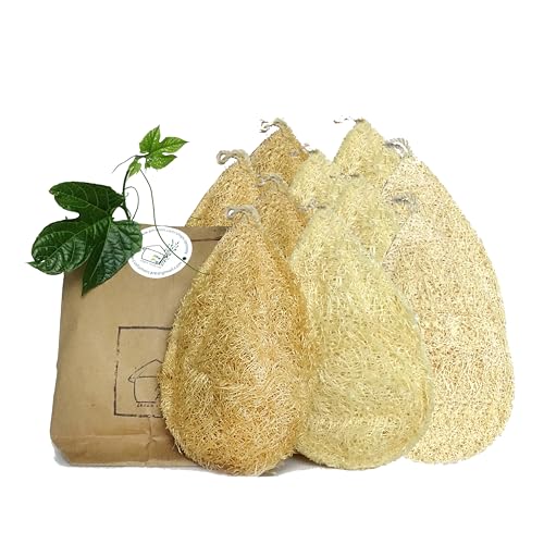 Natural Loofah Dish Sponge (Pack 10) - Vegetable Scrubber for Kitchen - 100% Biodegradable Compostable Dishwashing Scouring Pad, Zero Waste Plastic Free Eco Friendly Sustainable - size: Pack 10