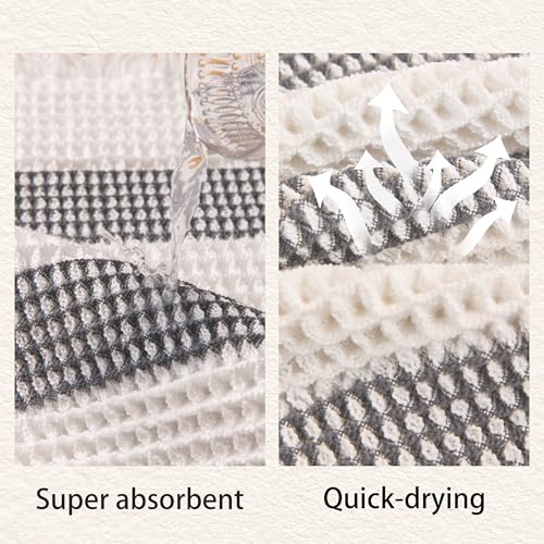 Waffle Bath Mat Non Slip, Boho Bathroom Rug, Super Absorbent Quick Dry Bathroom Mat, Soft Farmhouse Bath Rug with Tassels, Small Washable Shower Mats for Floor 20"x32", White and Grey - color: Grey and White, size: 1'8" x 2'8" (Rectangular)