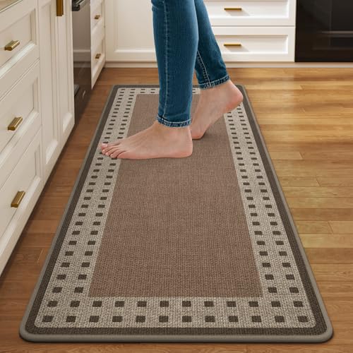 Kitchen Mats for Floor, 17''x47'' Washable Absorbent Kitchen Mat Non Slip, Braided Kitchen Runner Rug, Kitchen Sink Rug, Brown - color: B Graphic Brown, size: 17''x47''