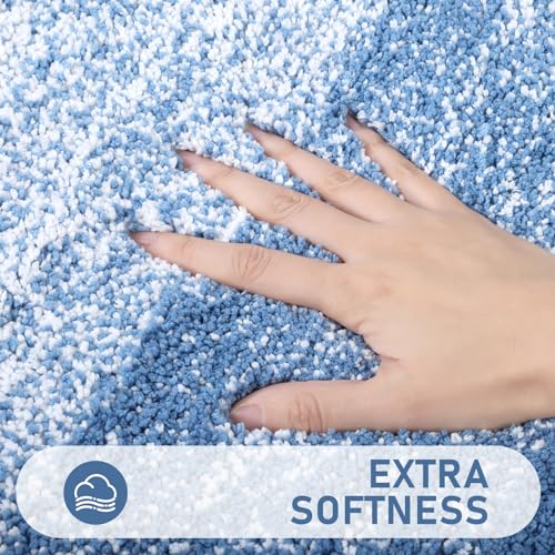 Bsmathom Bathroom Rugs Sets 5 Piece, Soft Absorbent Microfiber Bath Rugs with U-Shaped Contour Toilet Rug and Toilet Lid Cover, Thick Non-Slip Plush Shaggy Bath Mat Set,Blue - color: Blue, size: 18"x26"+20"x31"+20"x48"+U20"x24"+Cover19"x21"