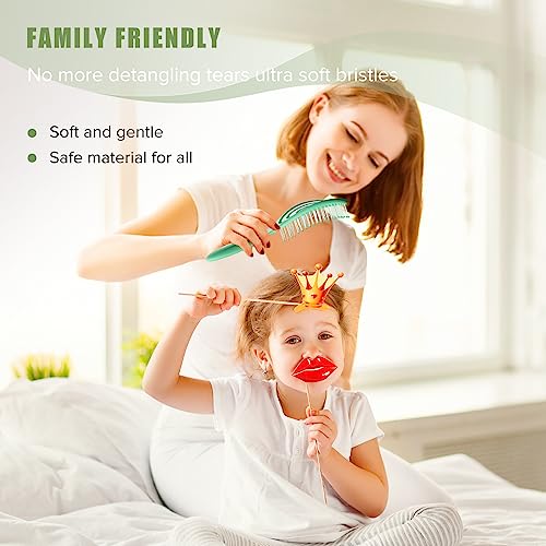 SHINLEA Hair Brush, Detangle Anti Tangle Brush, Spiral Hairbrush for Wet & Dry Hair, Women, Men, Kids, Glide Through Tangles For All Hair Types, Green - color: Green
