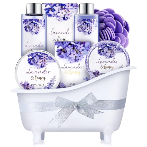 Body & Earth Bath and Body Gift Set - 8 Pcs Lavender Spa Baskets for Women, Spa Kit for Women, Birthday, Holiday, Anniversaries, Christmas Gifts for Her, Mom, Wife, Girlfriend